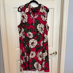 Ava & Grace 3X Floral Sleeveless Dress - Pink and Green